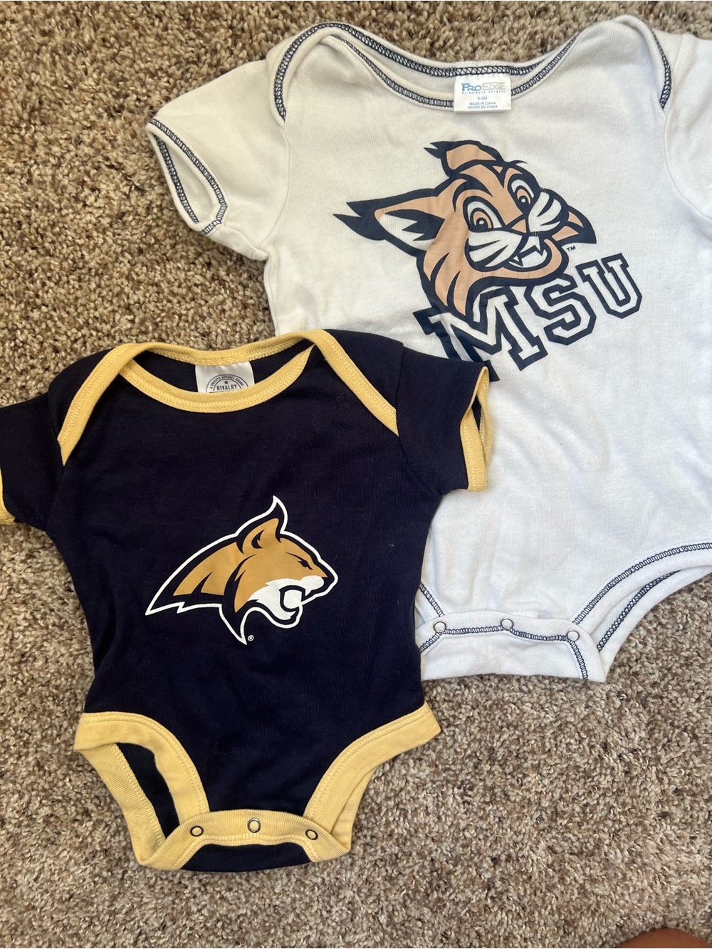 MSU Montana State Football College Bobcats Baby Onesie Bundle 0-3 Months